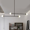 Black Linear Chandelier Light Modern Style 4 Heads Lamp - Rebooters