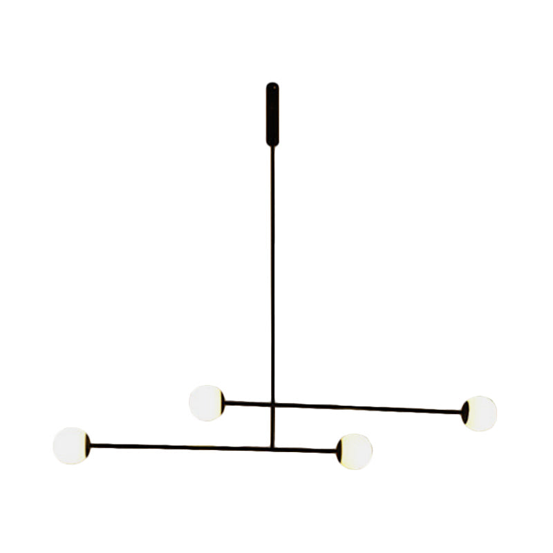 Black Linear Chandelier Light Modern Style 4 Heads Lamp - Rebooters