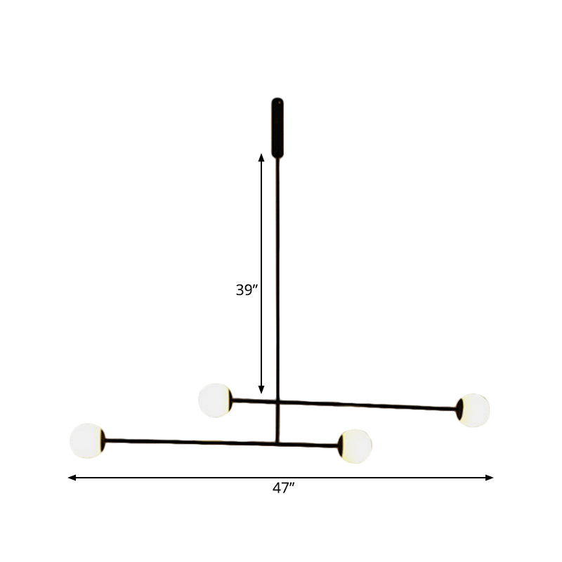 Black Linear Chandelier Light Modern Style 4 Heads Lamp - Rebooters
