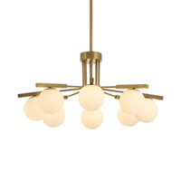Ball White Glass Chandelier Light Modernist 5/8 Lights Led Gold Ceiling Fixture - Rebooters