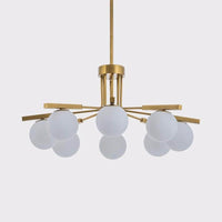 Ball White Glass Chandelier Light Modernist 5/8 Lights Led Gold Ceiling Fixture - Rebooters