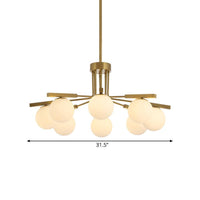 Ball White Glass Chandelier Light Modernist 5/8 Lights Led Gold Ceiling Fixture - Rebooters