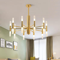 27"/39" Wide White Glass Tube Chandelier Gold LED Light Fixture - Rebooters
