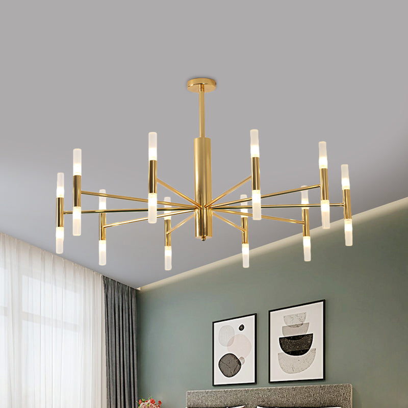 27"/39" Wide White Glass Tube Chandelier Gold LED Light Fixture - Rebooters