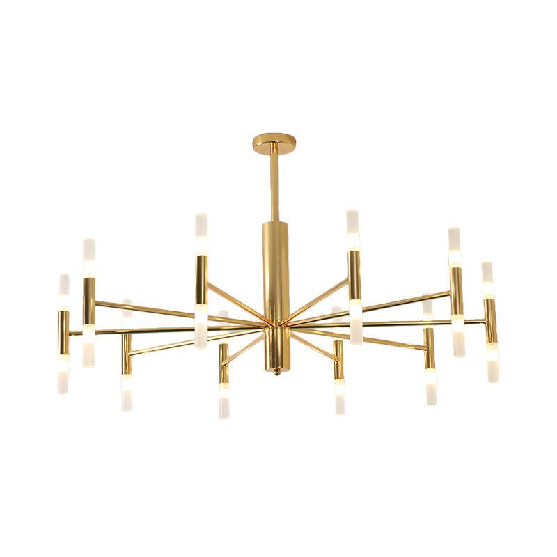 27"/39" Wide White Glass Tube Chandelier Gold LED Light Fixture - Rebooters