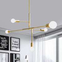 5 Arms Hanging Light Post Modern Metal Bare Bulbs Chandelier - Rebooters