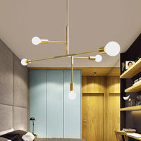 5 Arms Hanging Light Post Modern Metal Bare Bulbs Chandelier - Rebooters