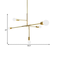 5 Arms Hanging Light Post Modern Metal Bare Bulbs Chandelier - Rebooters