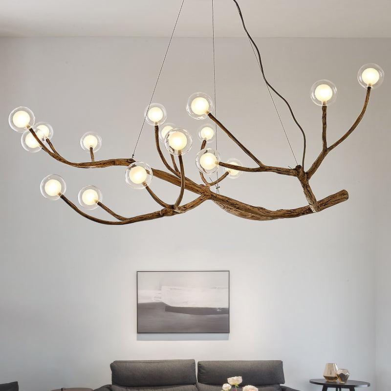 Wooden Branch Chandelier Lamp Lodge Style 8/12/16 Lights Brown Ceiling Light - Rebooters