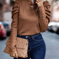 Women's Casual Puff Sleeve Long Sleeve Blouse for All Occasions Rebooters Womens Shirts