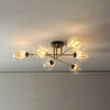 Golden Industrial Glass Spherical LED Semi Flush Ceiling Lights | Rebooters - Rebooters