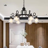 Ball Clear Glass Chandelier Lamp Black LED Circular Light - Rebooters