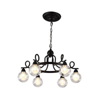 Ball Clear Glass Chandelier Lamp Black LED Circular Light - Rebooters
