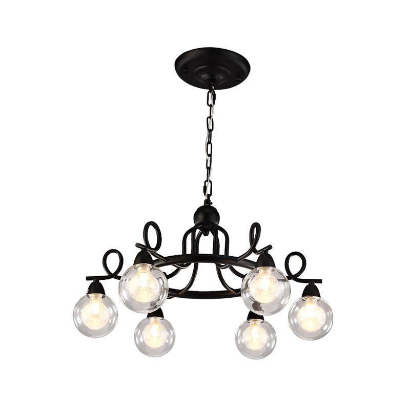 Ball Clear Glass Chandelier Lamp Black LED Circular Light - Rebooters