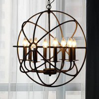 4/5/6/8 Lights Ball Cage Pendant Lighting Antique Black Fixture - Rebooters