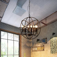 4/5/6/8 Lights Ball Cage Pendant Lighting Antique Black Fixture - Rebooters