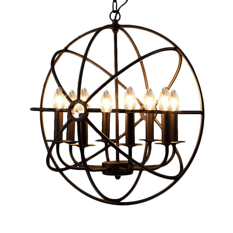 4/5/6/8 Lights Ball Cage Pendant Lighting Antique Black Fixture - Rebooters