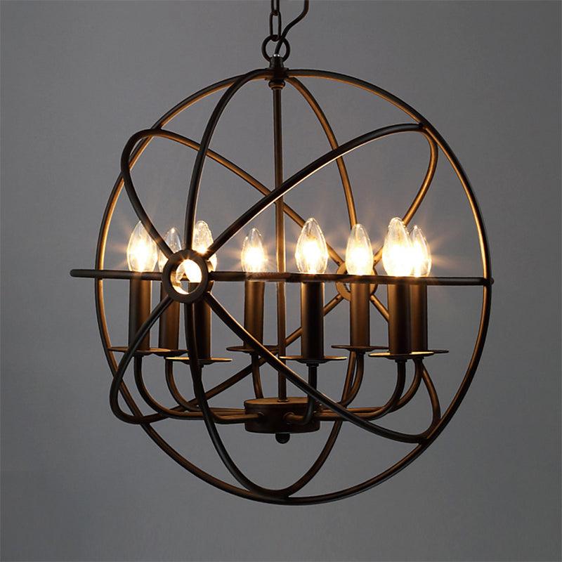 4/5/6/8 Lights Ball Cage Pendant Lighting Antique Black Fixture - Rebooters
