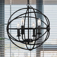 4/5/6/8 Lights Ball Cage Pendant Lighting Antique Black Fixture - Rebooters