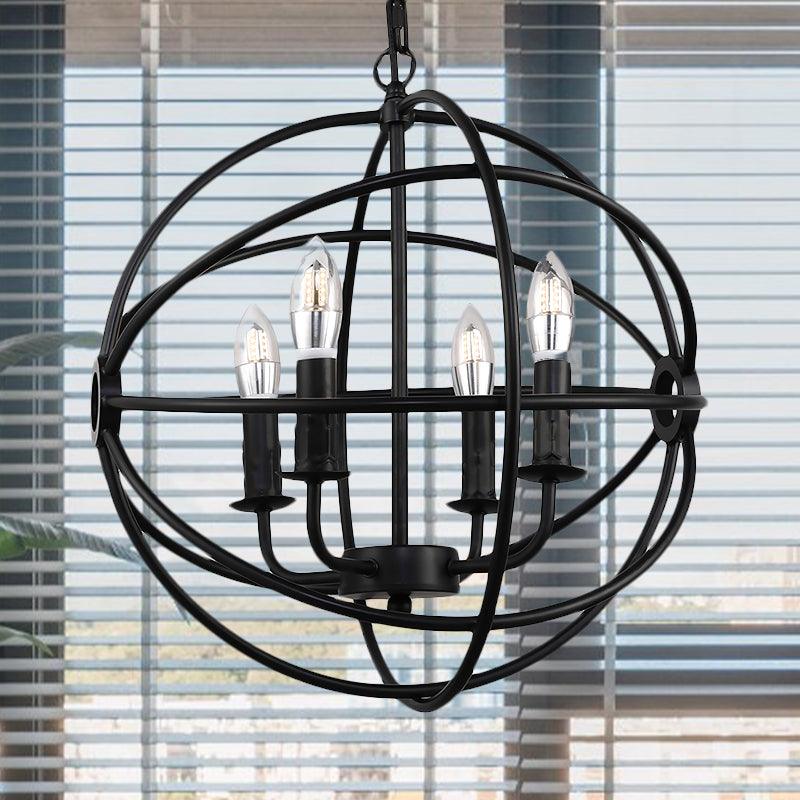 4/5/6/8 Lights Ball Cage Pendant Lighting Antique Black Fixture - Rebooters