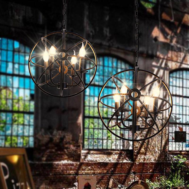 4/5/6/8 Lights Ball Cage Pendant Lighting Antique Black Fixture - Rebooters