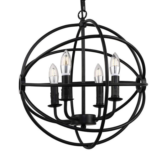 4/5/6/8 Lights Ball Cage Pendant Lighting Antique Black Fixture - Rebooters