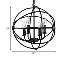 4/5/6/8 Lights Ball Cage Pendant Lighting Antique Black Fixture - Rebooters