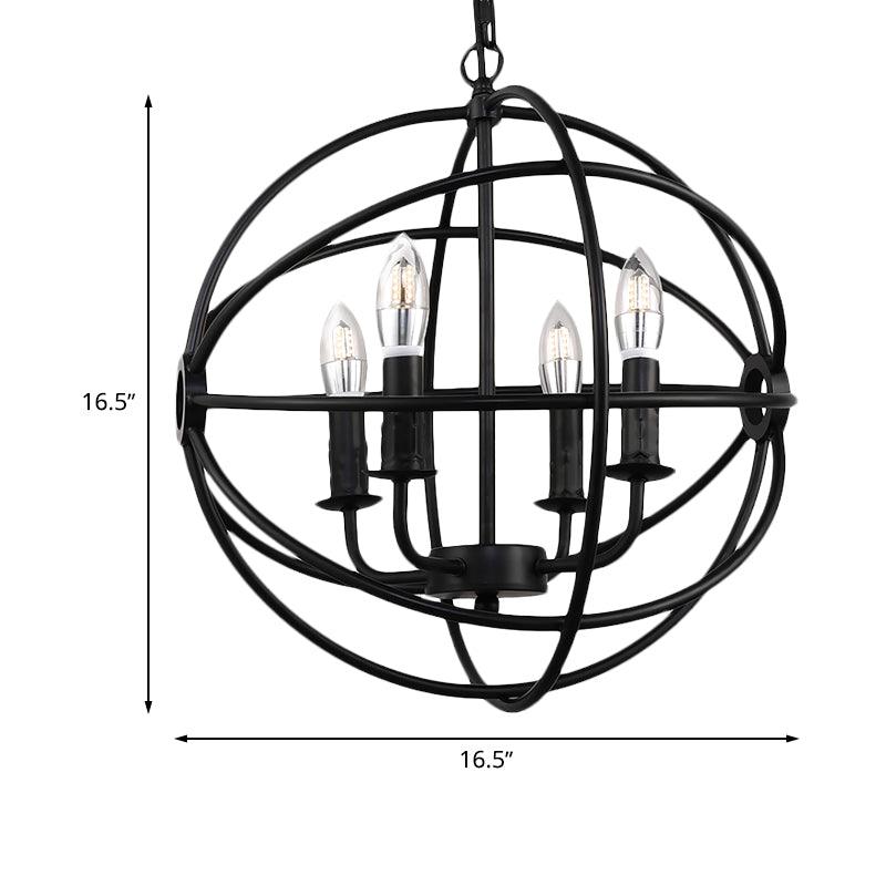 4/5/6/8 Lights Ball Cage Pendant Lighting Antique Black Fixture - Rebooters