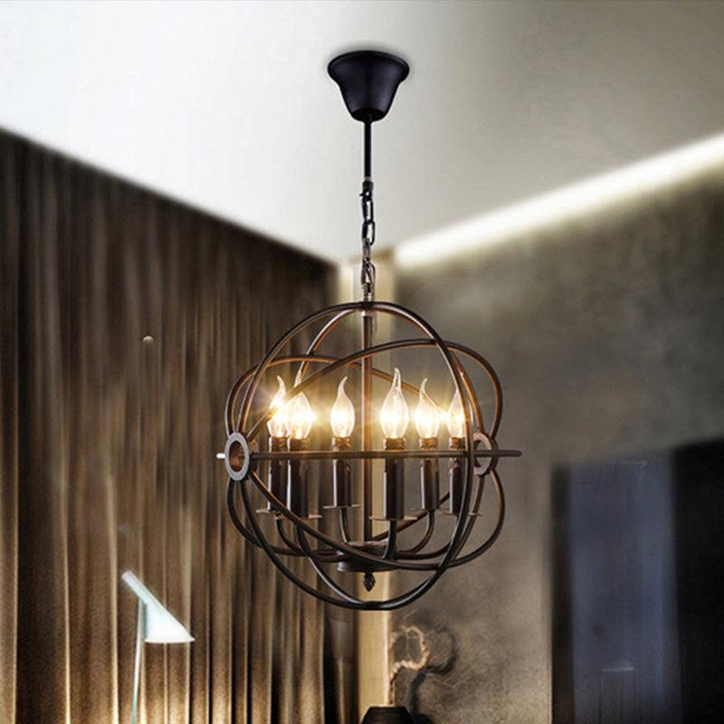 4/5/6/8 Lights Ball Cage Pendant Lighting Antique Black Fixture - Rebooters