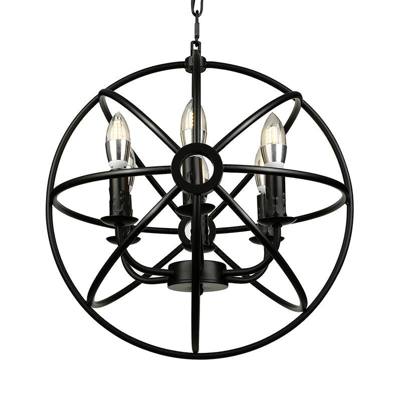 4/5/6/8 Lights Ball Cage Pendant Lighting Antique Black Fixture - Rebooters