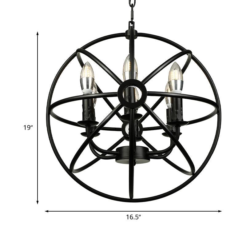 4/5/6/8 Lights Ball Cage Pendant Lighting Antique Black Fixture - Rebooters