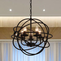 4/5/6/8 Lights Ball Cage Pendant Lighting Antique Black Fixture - Rebooters