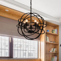 4/5/6/8 Lights Ball Cage Pendant Lighting Antique Black Fixture - Rebooters