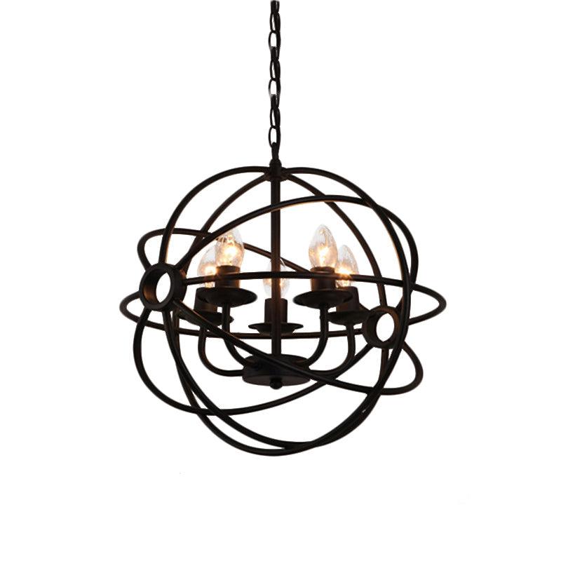 4/5/6/8 Lights Ball Cage Pendant Lighting Antique Black Fixture - Rebooters