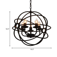 4/5/6/8 Lights Ball Cage Pendant Lighting Antique Black Fixture - Rebooters