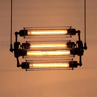 4 Lights Vertical Horizontal Chandelier Lamp Black Iron Fixture - Rebooters