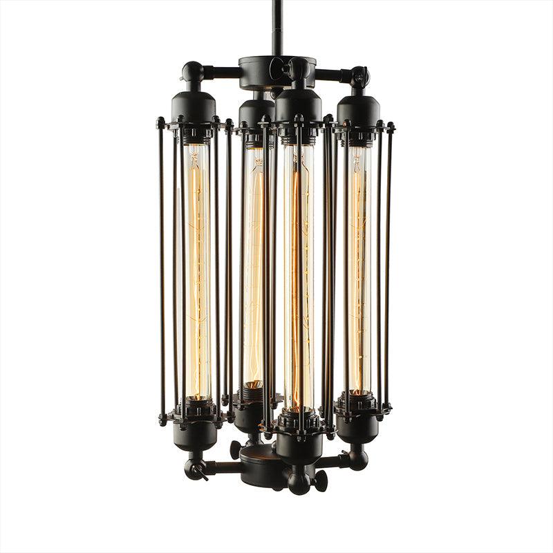 4 Lights Vertical Horizontal Chandelier Lamp Black Iron Fixture - Rebooters