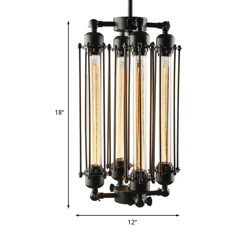 4 Lights Vertical Horizontal Chandelier Lamp Black Iron Fixture - Rebooters