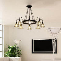 3/8 Lights Chandelier Lamp Vintage Style Wire Cage Iron Ceiling Light Fixture in Black - Rebooters