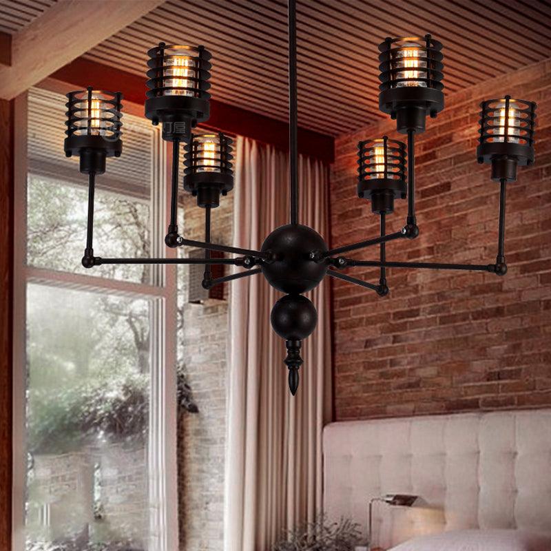 Adjustable Spider Iron Pendant Light Antique 6-Light Chandelier - Rebooters