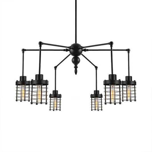 Adjustable Spider Iron Pendant Light Antique 6-Light Chandelier - Rebooters