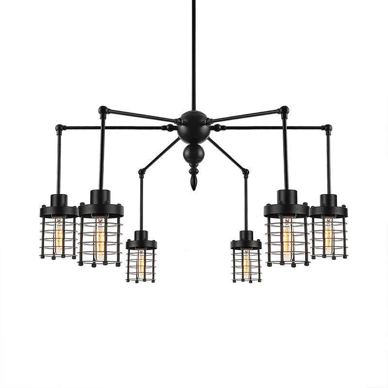 Adjustable Spider Iron Pendant Light Antique 6-Light Chandelier - Rebooters