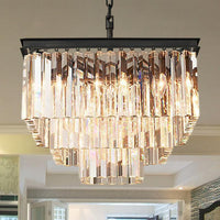 3/5/7-Tier Living Room Chandelier Lighting Square Crystal Shade - Rebooters