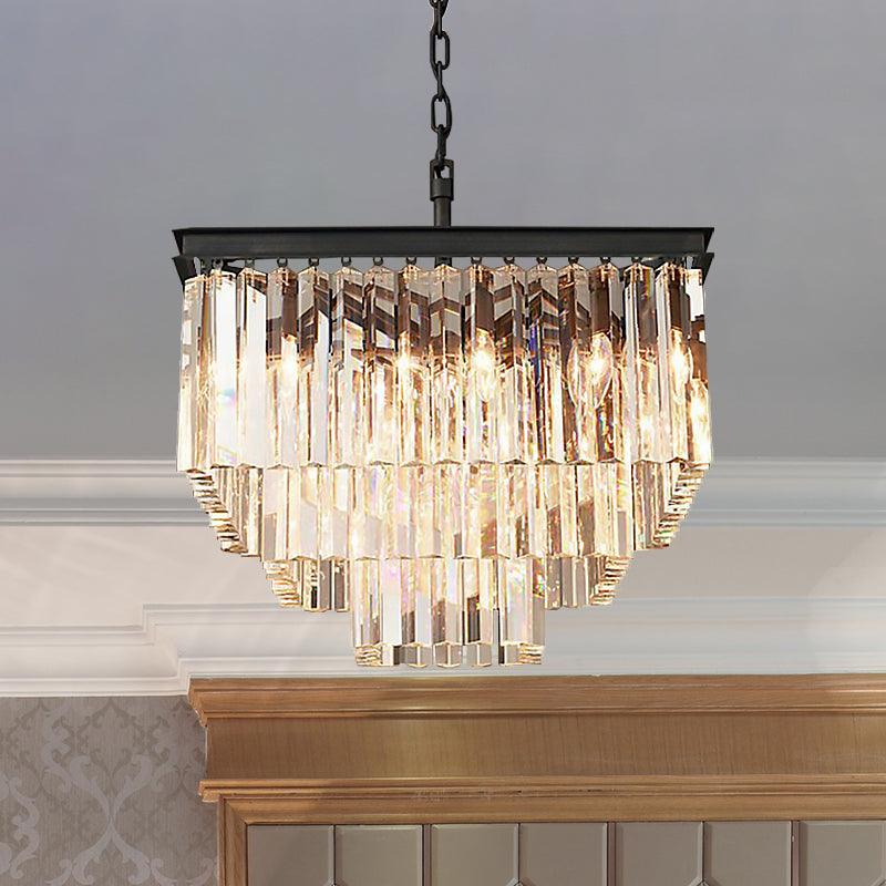3/5/7-Tier Living Room Chandelier Lighting Square Crystal Shade - Rebooters