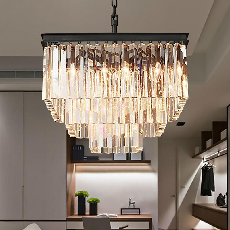 3/5/7-Tier Living Room Chandelier Lighting Square Crystal Shade - Rebooters