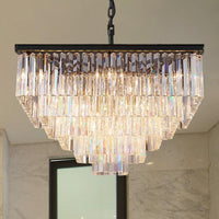 3/5/7-Tier Living Room Chandelier Lighting Square Crystal Shade - Rebooters