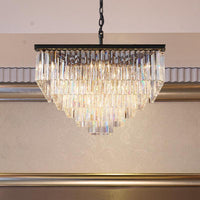 3/5/7-Tier Living Room Chandelier Lighting Square Crystal Shade - Rebooters