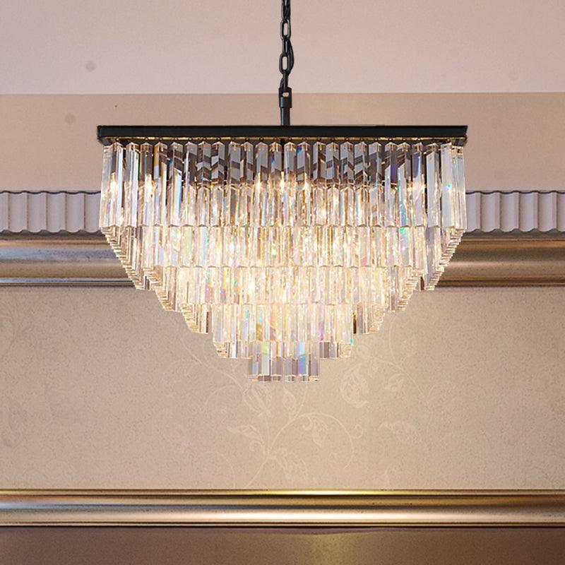 3/5/7-Tier Living Room Chandelier Lighting Square Crystal Shade - Rebooters