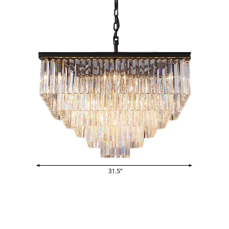 3/5/7-Tier Living Room Chandelier Lighting Square Crystal Shade - Rebooters