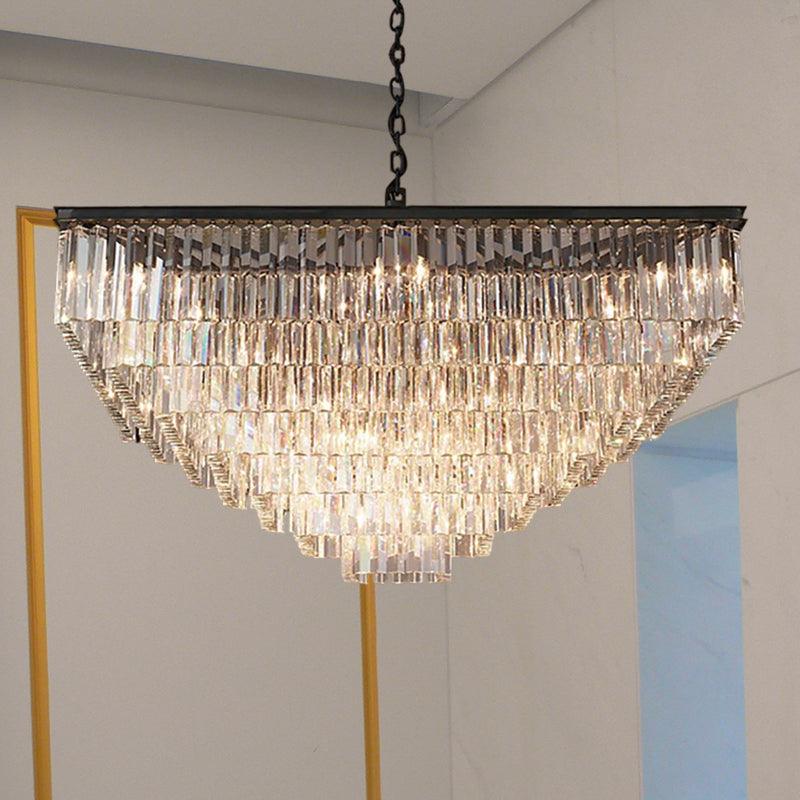 3/5/7-Tier Living Room Chandelier Lighting Square Crystal Shade - Rebooters